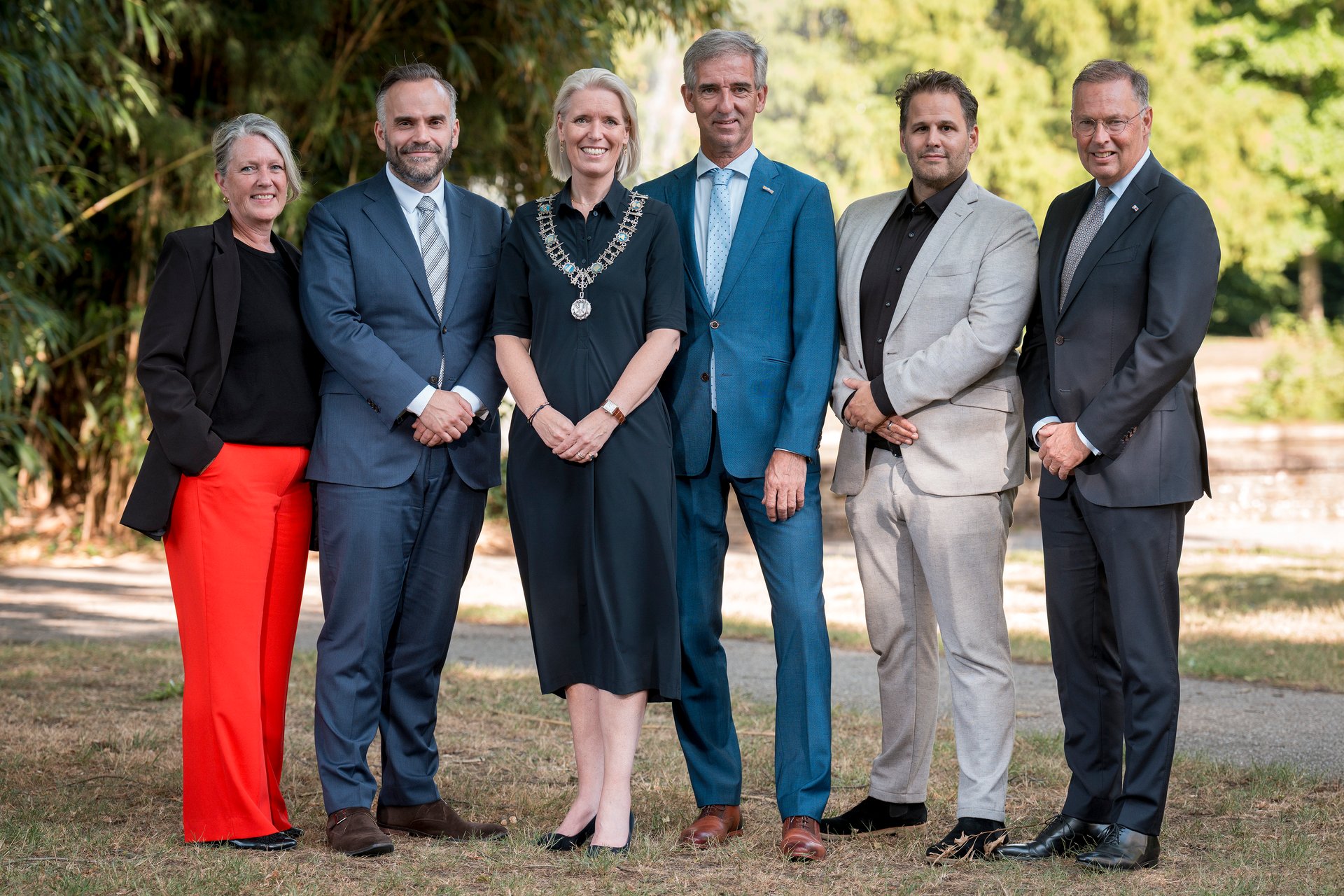 College van Burgemeester en Wethouders juli 2025: Yvonne Vos, Marc du Maine, Chantal Nijkerken-de Haan, Jos den Otter, Wouter Kijzers en Rob Janssen